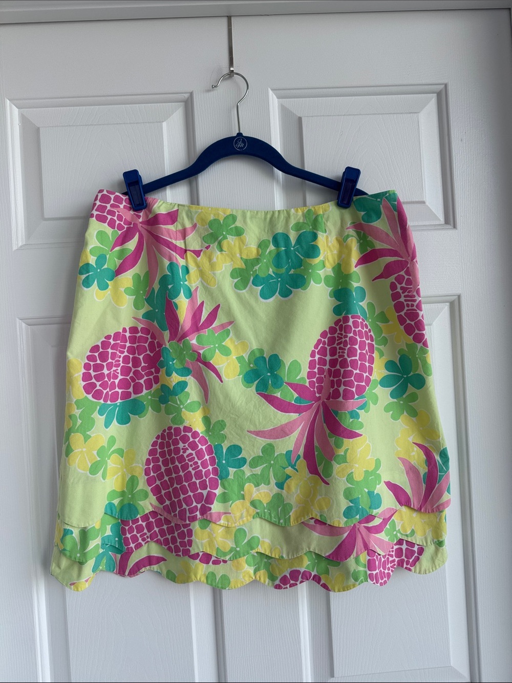 Lilly Pulitzer Yellow Mini Skirt with Pink Pineapple & Green Floral Print